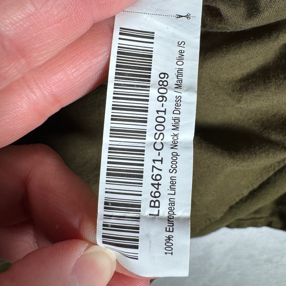 Quince 100% European Linen Scoop Neck Midi Dress Martini Olive Green CS001 Small - Picture 6 of 13